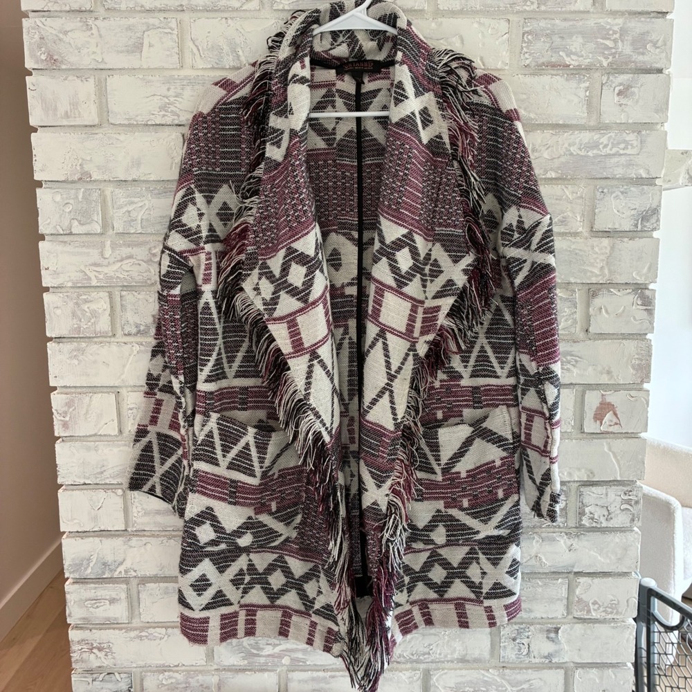 Shyanne Womens Southwestern Geometric Fringe Open Front Cardigan SWH019013 Small